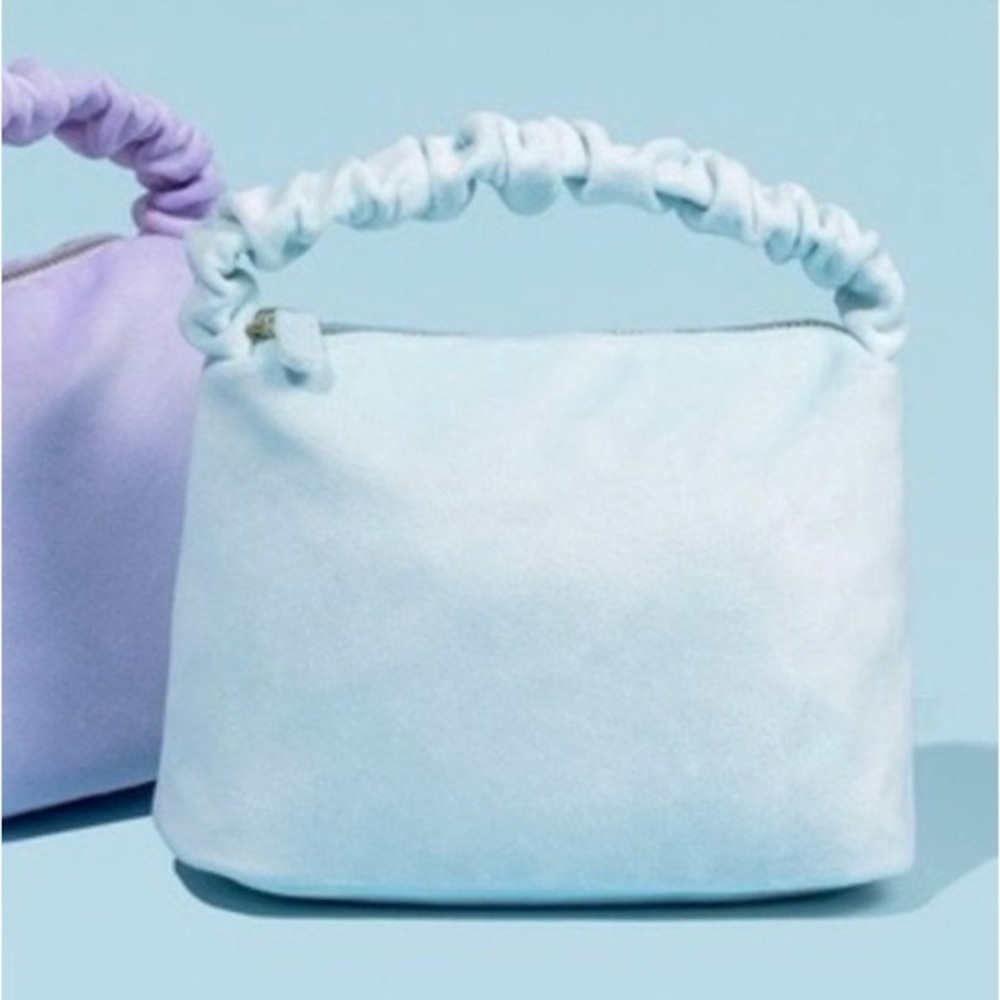 NWT Stoney Clover Lane light blue velvet scrunch handle bag